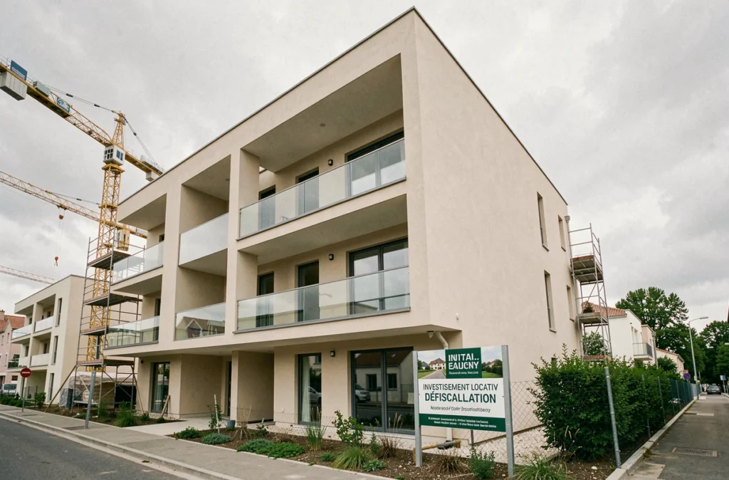 Immeuble résidentiel neuf en construction dans une zone d'investissement locatif éligible à la loi Pinel en France