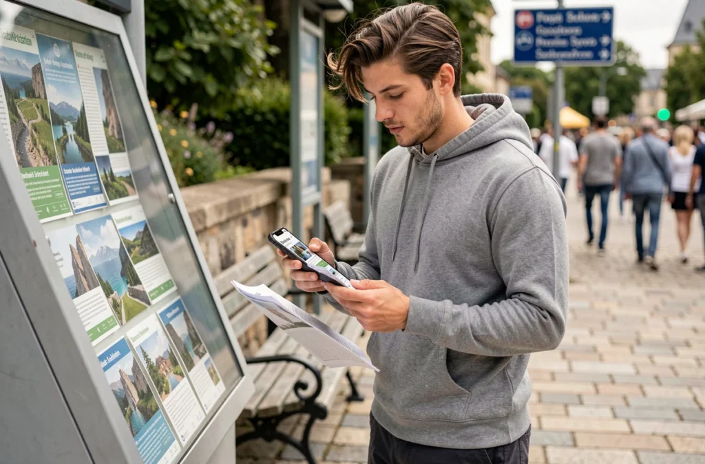 Jeune homme comparant des bons de réduction pour acheter ses billets Bagatelle au meilleur prix en 2026